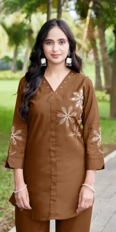 DIVA 122 Brown Rayon Kurti with Embroidery Work & Mirror Work. Wedding, Party, Festive Grab it for ₹1749. Delivery 4-6 Working Days. Shop now. | Kurti, Bollywood Kurti, Creative Kurtis, Designer Kurti, Party Wear Kurti, Selfie Kurti