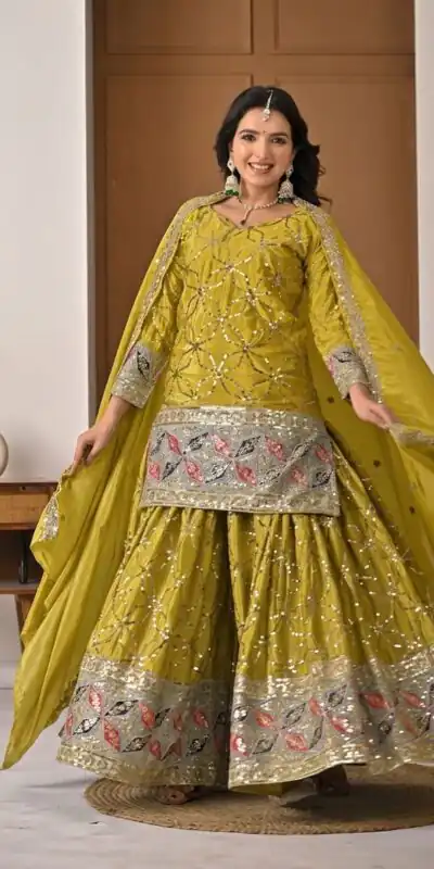 MD 3092 Mustered Chinnon Silk Salwar Suit Perfect for Wedding, Party, Ganesh Chaturthi, Baby Shower, Makar Sankranti – . Affordable Price ₹2449. De | Jump Suits, Salwar suit, Designer Suits, Casual Suits, Creative suits, Palazzo Suits, Party Wear Suits, Patiala Suits, Straight Suits