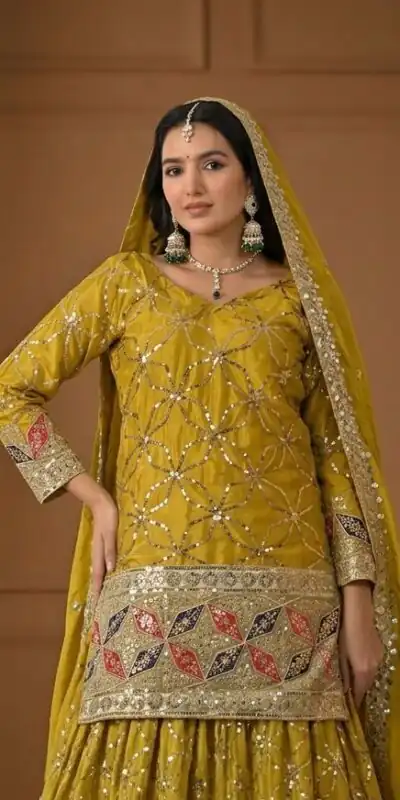 MD 3092 Mustered Chinnon Silk Salwar Suit Perfect for Wedding, Party, Ganesh Chaturthi, Baby Shower, Makar Sankranti – . Affordable Price ₹2449. De | Jump Suits, Salwar suit, Designer Suits, Casual Suits, Creative suits, Palazzo Suits, Party Wear Suits, Patiala Suits, Straight Suits