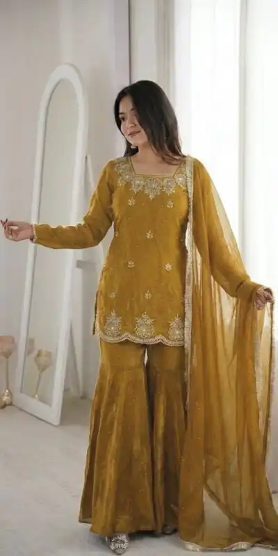 ZSR 3166 Mustered Color Fendy Silk With Embroidery Work Salwar Suit. Get it for ₹2149. Delivery 4-6 Working Days. Online Shop now. | Jump Suits, Salwar suit, Designer Suits, Casual Suits, Creative suits, Palazzo Suits, Party Wear Suits, Patiala Suits, Straight Suits