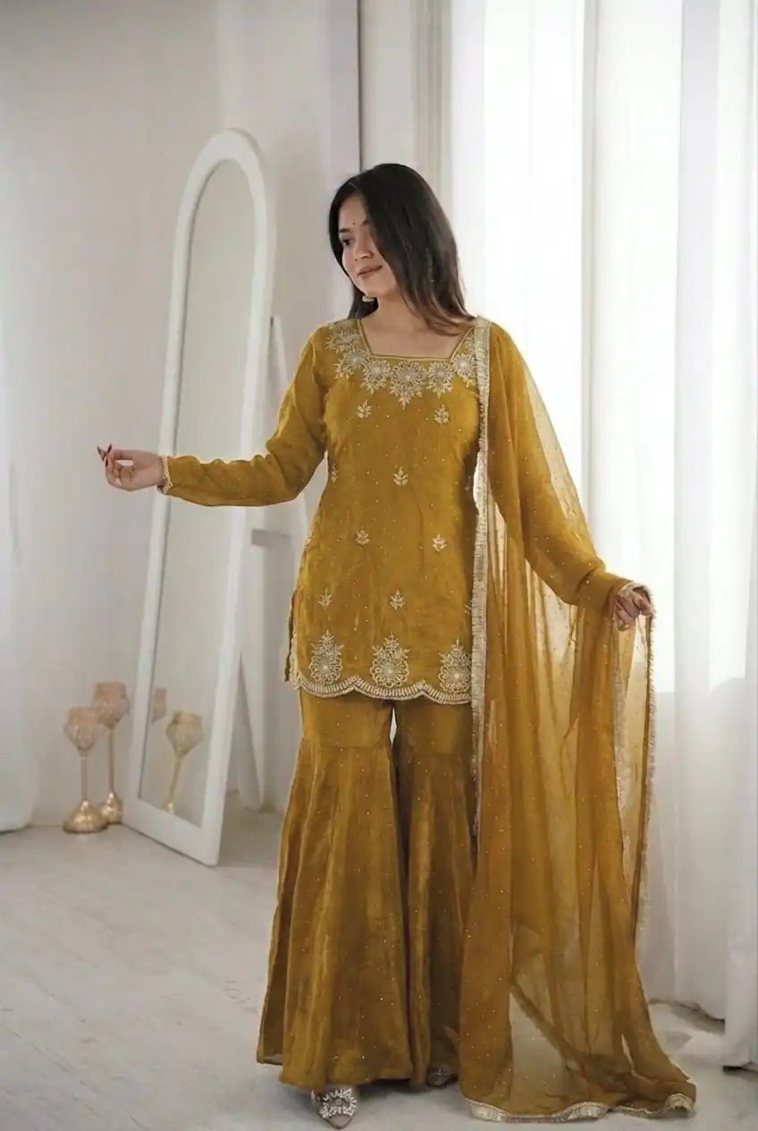 ZSR 3166 Mustered Color Fendy Silk With Embroidery Work Salwar Suit. Get it for ₹2149. Delivery 4-6 Working Days. Online Shop now. | Jump Suits, Salwar suit, Designer Suits, Casual Suits, Creative suits, Palazzo Suits, Party Wear Suits, Patiala Suits, Straight Suits