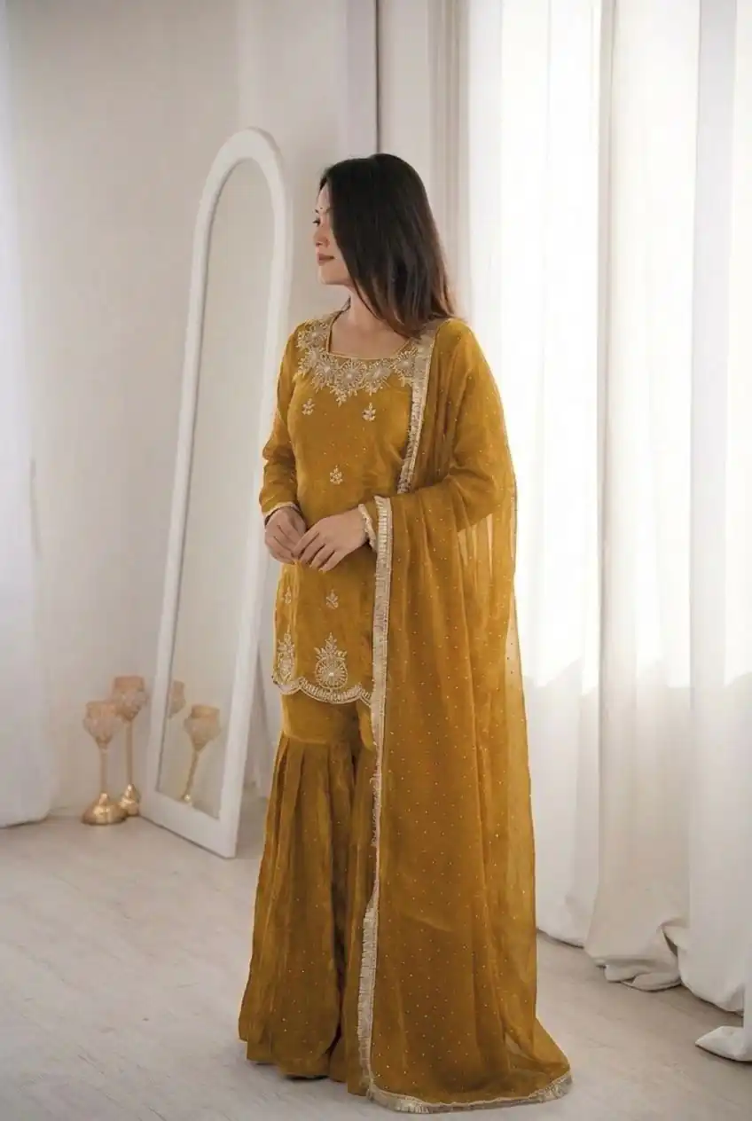 ZSR 3166 Mustered Color Fendy Silk With Embroidery Work Salwar Suit. Get it for ₹2149. Delivery 4-6 Working Days. Online Shop now. | Jump Suits, Salwar suit, Designer Suits, Casual Suits, Creative suits, Palazzo Suits, Party Wear Suits, Patiala Suits, Straight Suits