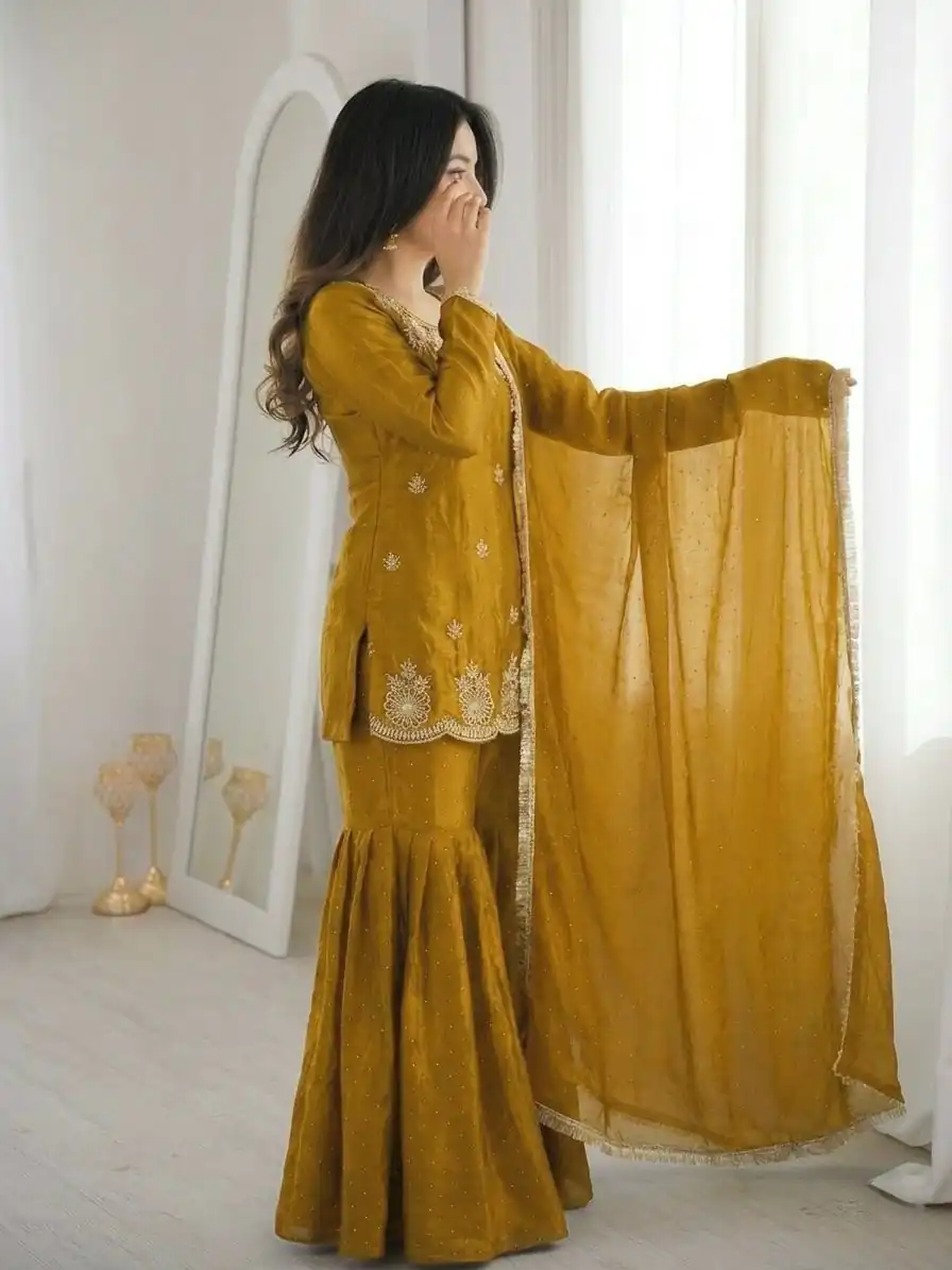 ZSR 3166 Mustered Color Fendy Silk With Embroidery Work Salwar Suit. Get it for ₹2149. Delivery 4-6 Working Days. Online Shop now. | Jump Suits, Salwar suit, Designer Suits, Casual Suits, Creative suits, Palazzo Suits, Party Wear Suits, Patiala Suits, Straight Suits