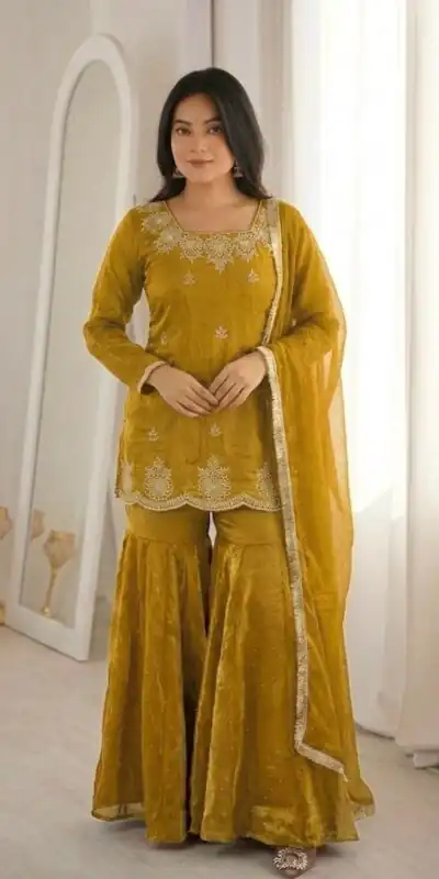ZSR 3166 Mustered Color Fendy Silk With Embroidery Work Salwar Suit. Get it for ₹2149. Delivery 4-6 Working Days. Online Shop now. | Jump Suits, Salwar suit, Designer Suits, Casual Suits, Creative suits, Palazzo Suits, Party Wear Suits, Patiala Suits, Straight Suits