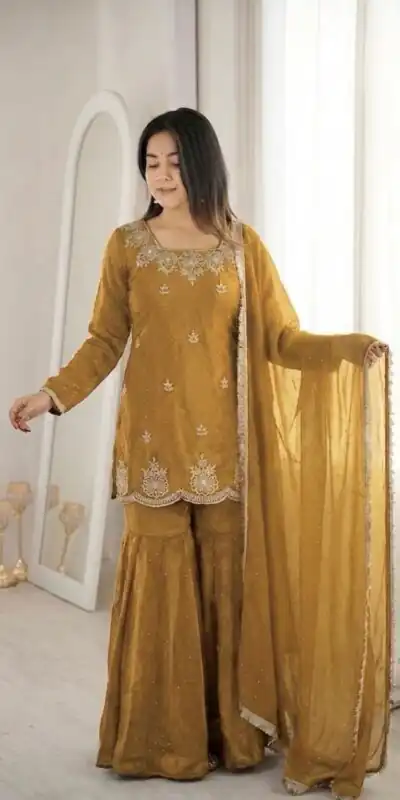 ZSR 3166 Mustered Color Fendy Silk With Embroidery Work Salwar Suit. Get it for ₹2149. Delivery 4-6 Working Days. Online Shop now. | Jump Suits, Salwar suit, Designer Suits, Casual Suits, Creative suits, Palazzo Suits, Party Wear Suits, Patiala Suits, Straight Suits