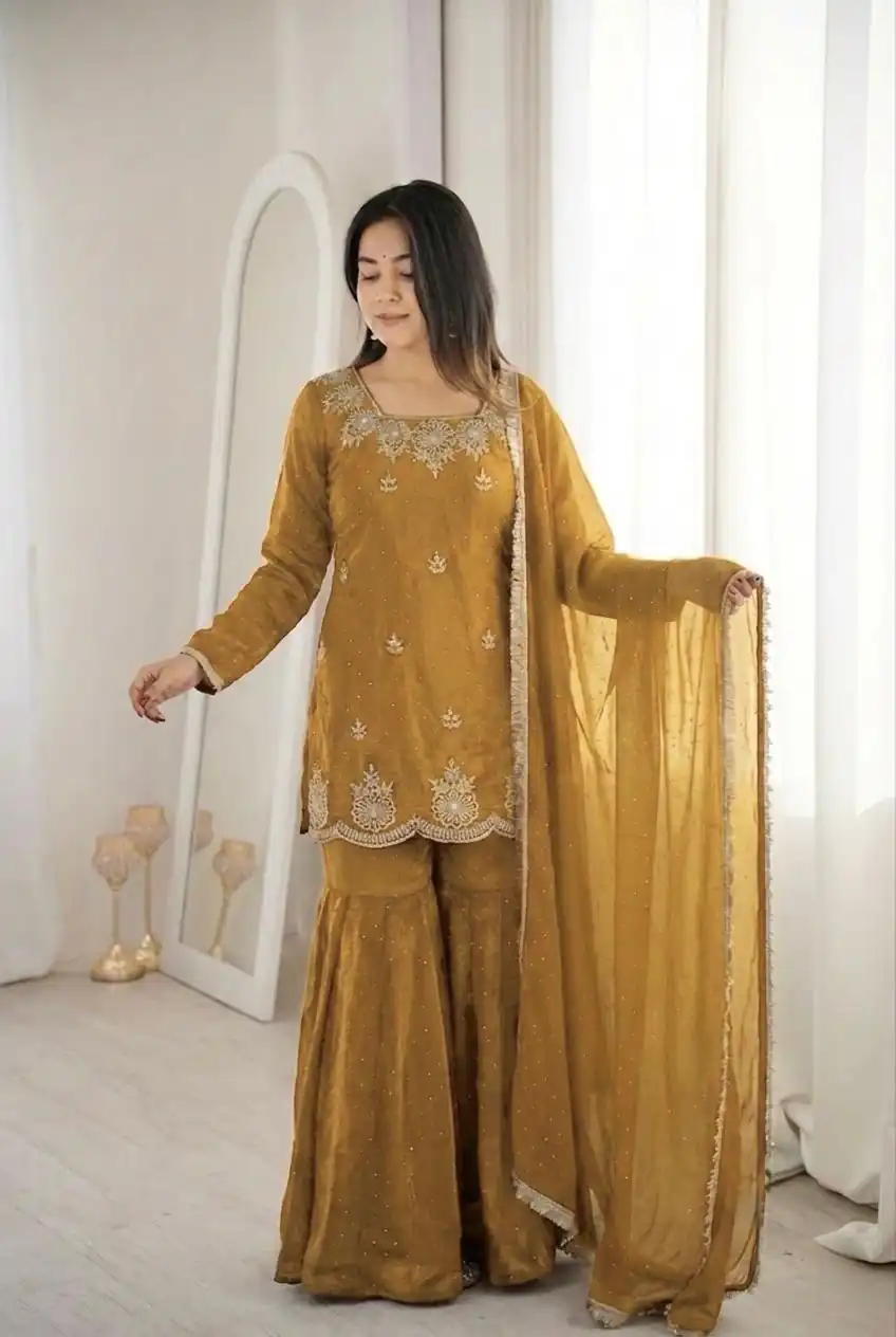 ZSR 3166 Mustered Color Fendy Silk With Embroidery Work Salwar Suit. Get it for ₹2149. Delivery 4-6 Working Days. Online Shop now. | Jump Suits, Salwar suit, Designer Suits, Casual Suits, Creative suits, Palazzo Suits, Party Wear Suits, Patiala Suits, Straight Suits