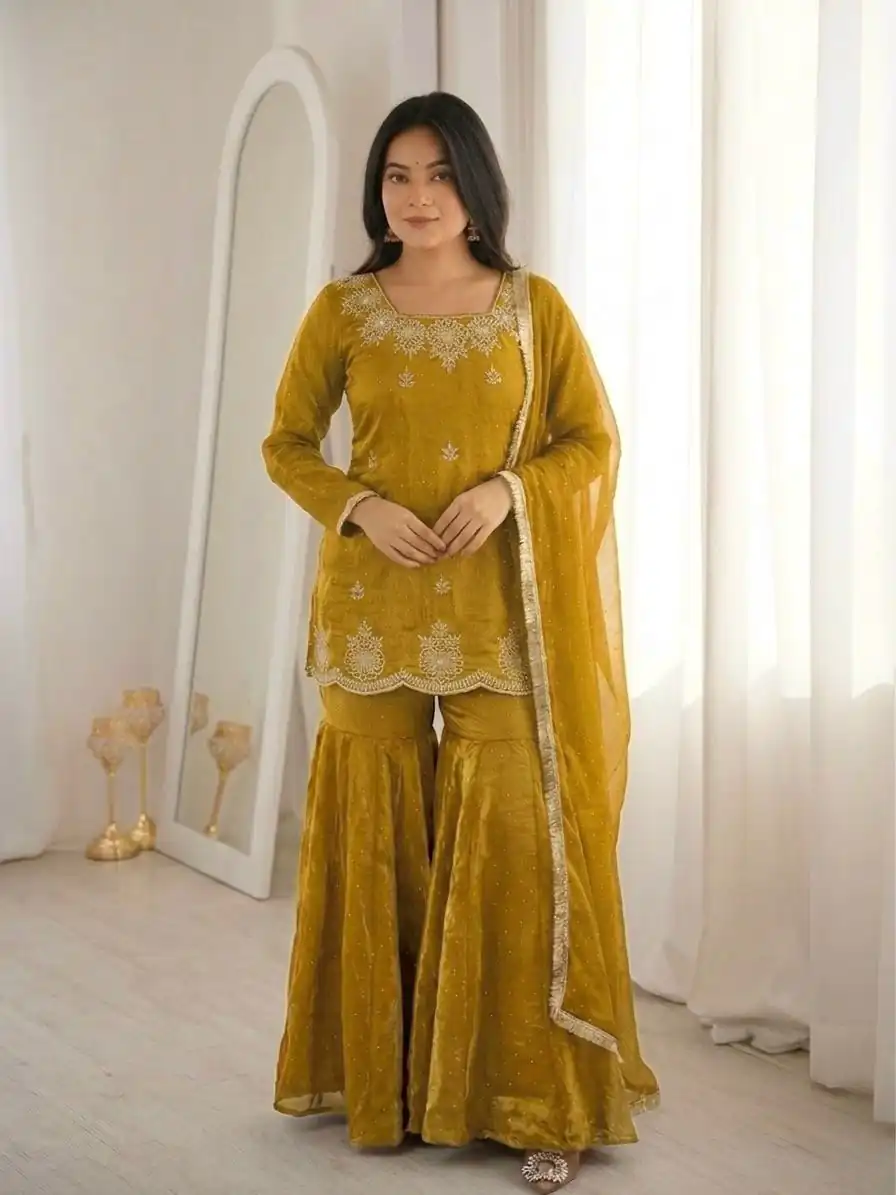 ZSR 3166 Mustered Color Fendy Silk With Embroidery Work Salwar Suit. Get it for ₹2149. Delivery 4-6 Working Days. Online Shop now. | Jump Suits, Salwar suit, Designer Suits, Casual Suits, Creative suits, Palazzo Suits, Party Wear Suits, Patiala Suits, Straight Suits