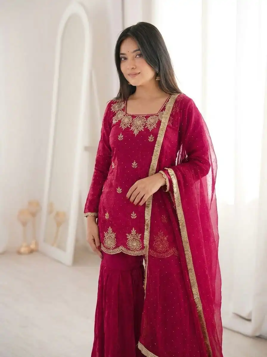 ZSR 3166 Red Color Fendy Silk With Embroidery Work Salwar Suit. Get it for ₹2149. Delivery 4-6 Working Days. Online Shop now. | Jump Suits, Salwar suit, Designer Suits, Casual Suits, Creative suits, Palazzo Suits, Party Wear Suits, Patiala Suits, Straight Suits