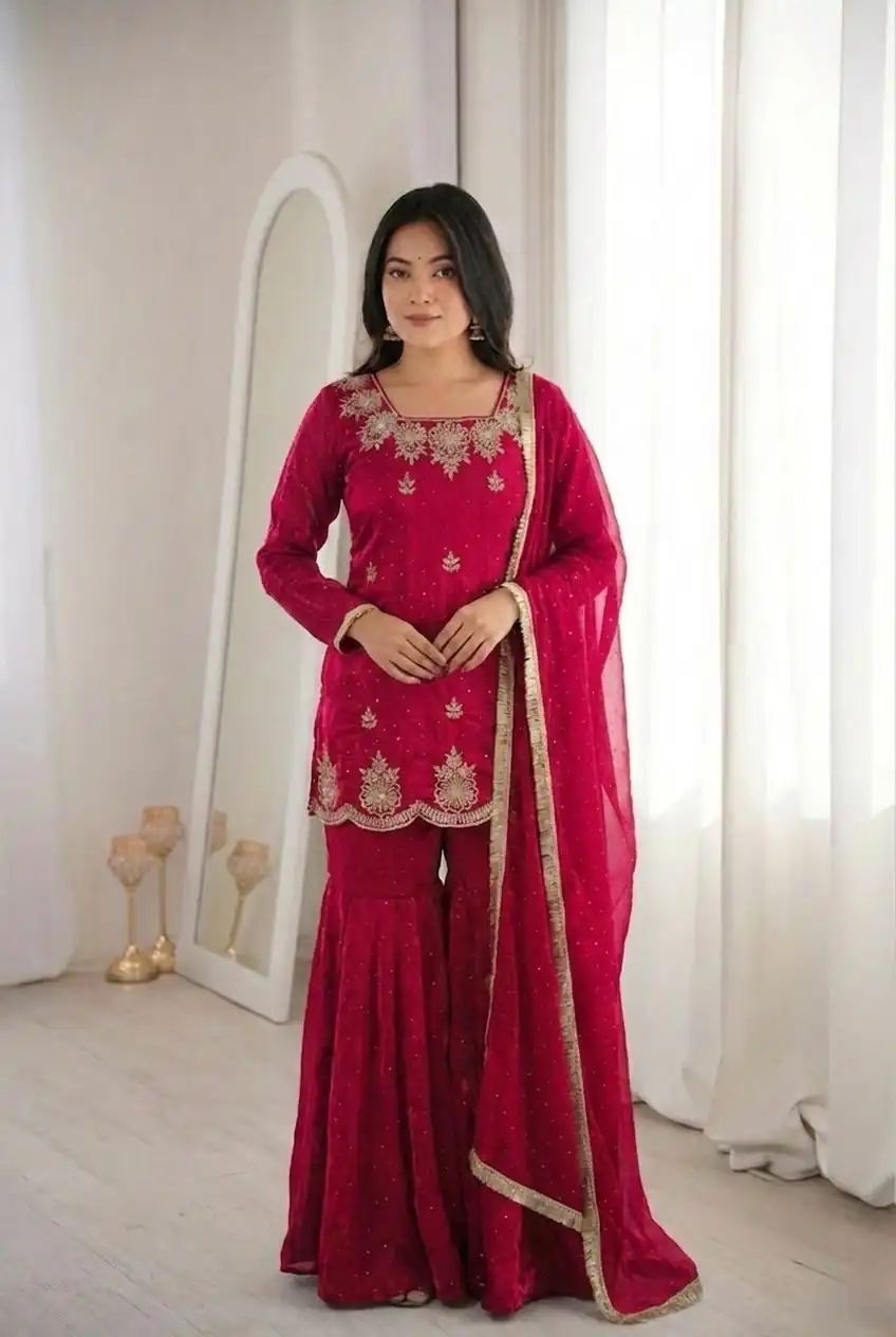 ZSR 3166 Red Color Fendy Silk With Embroidery Work Salwar Suit. Get it for ₹2149. Delivery 4-6 Working Days. Online Shop now. | Jump Suits, Salwar suit, Designer Suits, Casual Suits, Creative suits, Palazzo Suits, Party Wear Suits, Patiala Suits, Straight Suits