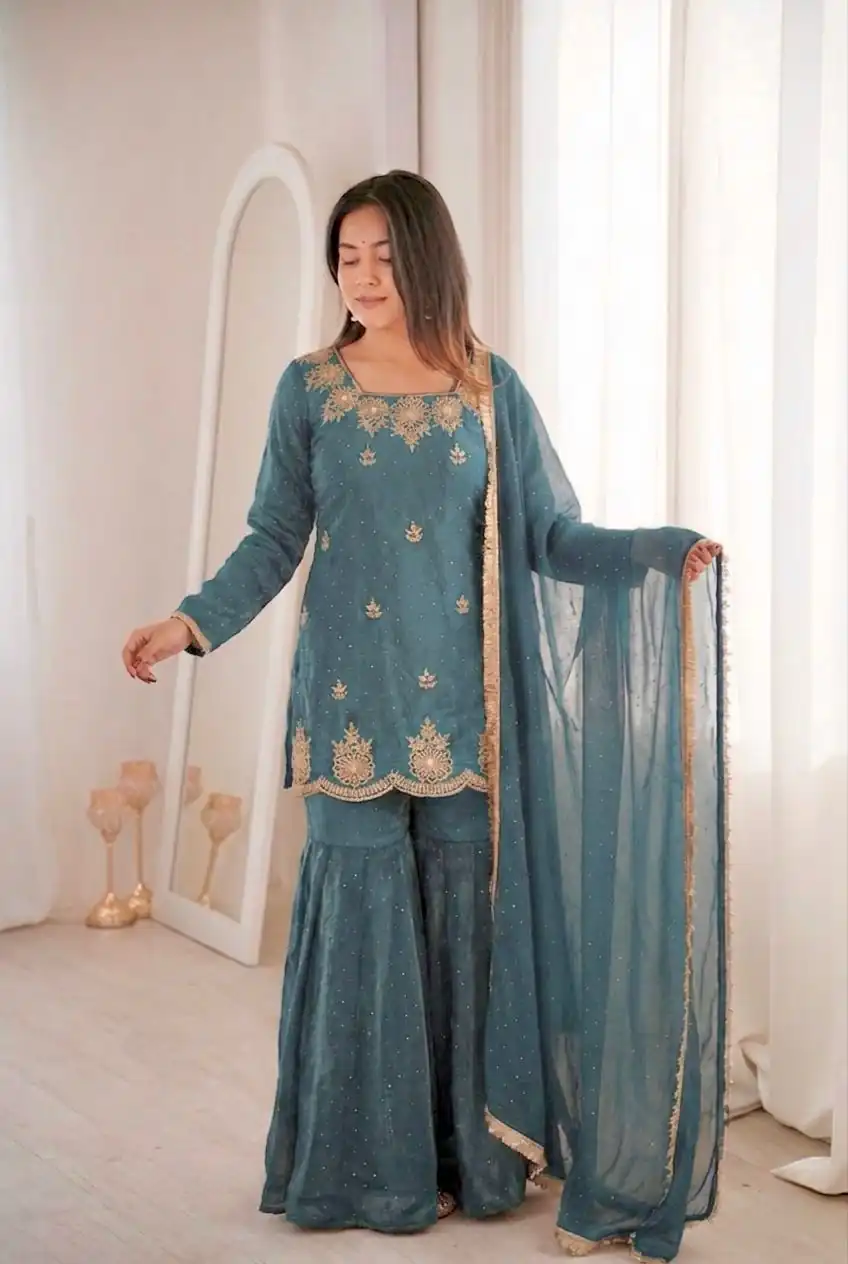 ZSR 3166 Teal Color Fendy Silk With Embroidery Work Salwar Suit. Get it for ₹2149. Delivery 4-6 Working Days. Online Shop now. | Jump Suits, Salwar suit, Designer Suits, Casual Suits, Creative suits, Palazzo Suits, Party Wear Suits, Patiala Suits, Straight Suits