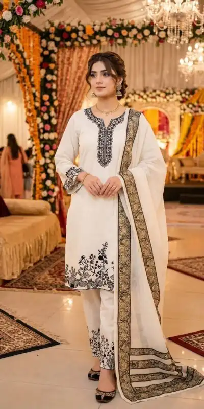 LG 2107 White Rayon Salwar Suit with Embroidery Work & Mirror Work. Grab it for ₹1999. Delivery 4-6 Working Days. Shop now. | Jump Suits, Salwar suit, Designer Suits, Casual Suits, Creative suits, Palazzo Suits, Party Wear Suits, Patiala Suits, Straight Suits
