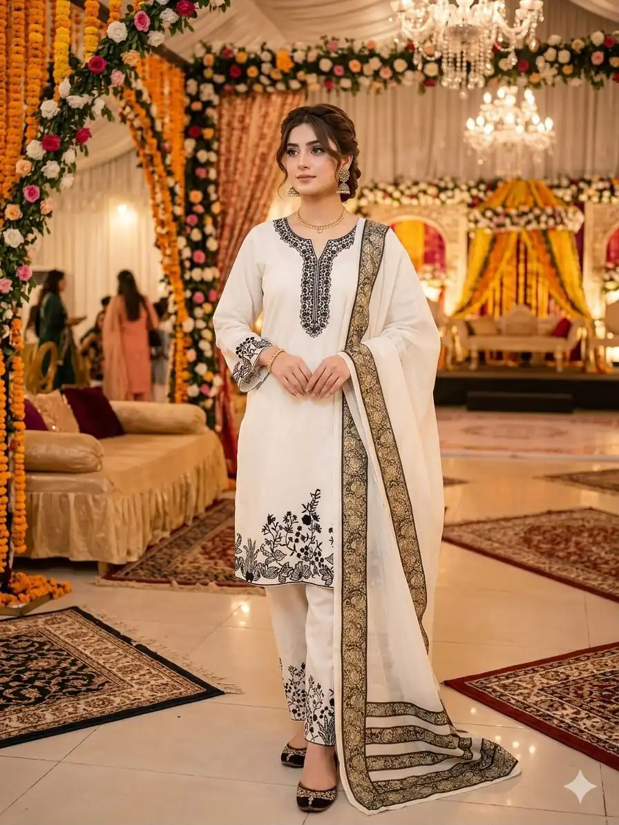 LG 2107 White Rayon Salwar Suit with Embroidery Work & Mirror Work. Grab it for ₹1999. Delivery 4-6 Working Days. Shop now. | Jump Suits, Salwar suit, Designer Suits, Casual Suits, Creative suits, Palazzo Suits, Party Wear Suits, Patiala Suits, Straight Suits