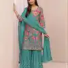 FC 2114 Firozi Chinon Salwar Suit with Embroidery Work & Digital Print. Festive Deal ₹2449. Delivery 4-6 Working Days. Shop now. | Jump Suits, Salwar suit, Designer Suits, Casual Suits, Creative suits, Palazzo Suits, Party Wear Suits, Patiala Suits, Straight Suits