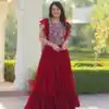 KA 1179 Maroon Faux Blooming Gown with Embroidery Work & Sequins Work. Special Price ₹1769. Delivery 4-6 Working Days. Shop now. | Gowns, Bollywood Gowns, Creative Gowns, Designer Gowns, Embroidered Gowns, Party Wear Gowns