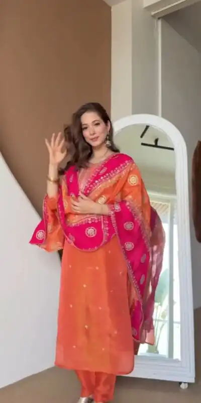 DC 119 Orange Chinon Salwar Suit with Embroidery Work & Digital Print. Festive Deal ₹1899. Delivery 4-6 Working Days. Shop now. | Jump Suits, Salwar suit, Designer Suits, Casual Suits, Creative suits, Palazzo Suits, Party Wear Suits, Patiala Suits, Straight Suits