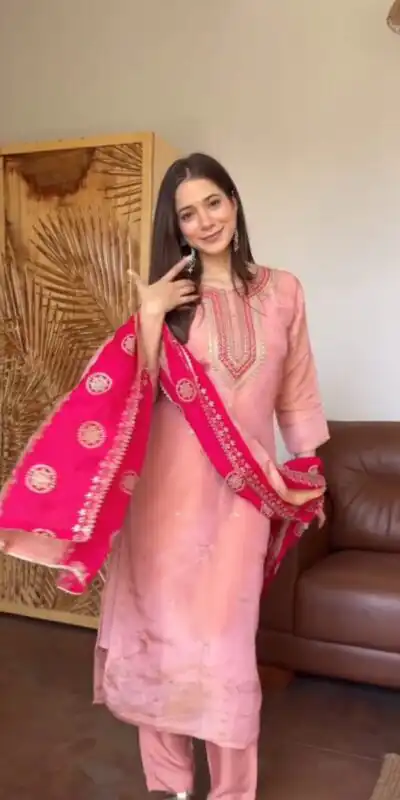 DC 119 Pink Chinon Salwar Suit with Embroidery Work & Digital Print. Festive Deal ₹1899. Delivery 4-6 Working Days. Shop now. | Jump Suits, Salwar suit, Designer Suits, Casual Suits, Creative suits, Palazzo Suits, Party Wear Suits, Patiala Suits, Straight Suits