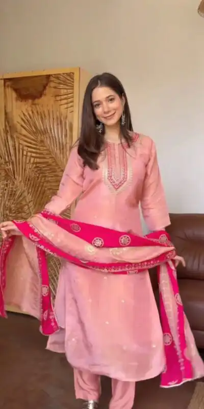 DC 119 Pink Chinon Salwar Suit with Embroidery Work & Digital Print. Festive Deal ₹1899. Delivery 4-6 Working Days. Shop now. | Jump Suits, Salwar suit, Designer Suits, Casual Suits, Creative suits, Palazzo Suits, Party Wear Suits, Patiala Suits, Straight Suits