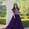 KA 1179 Purple Faux Blooming Gown with Embroidery Work & Sequins Work. Special Price ₹1769. Delivery 4-6 Working Days. Shop now. | Gowns, Bollywood Gowns, Creative Gowns, Designer Gowns, Embroidered Gowns, Party Wear Gowns