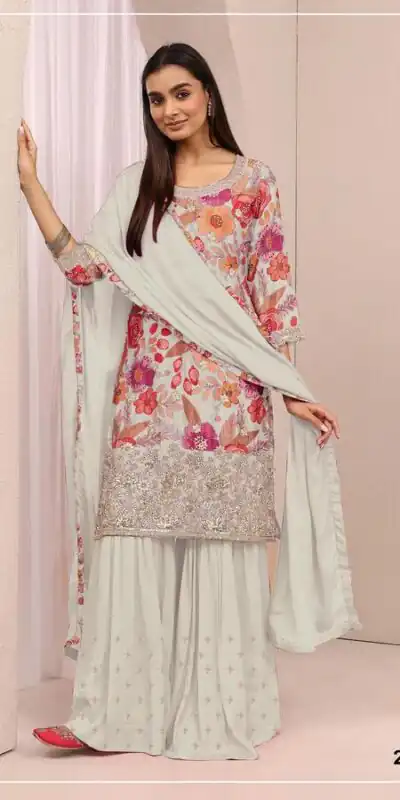 FC 2114 White Chinon Salwar Suit with Embroidery Work & Digital Print. Festive Deal ₹2449. Delivery 4-6 Working Days. Shop now. | Jump Suits, Salwar suit, Designer Suits, Casual Suits, Creative suits, Palazzo Suits, Party Wear Suits, Patiala Suits, Straight Suits