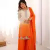 SR 1712 Orange Color Faux Georgette Salwar Suit with Designer Work. Affordable Price ₹1999. Delivery 4-6 Working Days. Shop now. | Jump Suits, Salwar suit, Designer Suits, Casual Suits, Creative suits, Palazzo Suits, Party Wear Suits, Patiala Suits, Straight Suits
