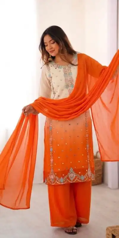 SR 1712 Orange Color Faux Georgette Salwar Suit with Designer Work. Affordable Price ₹1999. Delivery 4-6 Working Days. Shop now. | Jump Suits, Salwar suit, Designer Suits, Casual Suits, Creative suits, Palazzo Suits, Party Wear Suits, Patiala Suits, Straight Suits
