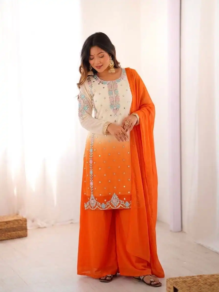 SR 1712 Orange Color Faux Georgette Salwar Suit with Designer Work. Affordable Price ₹1999. Delivery 4-6 Working Days. Shop now. | Jump Suits, Salwar suit, Designer Suits, Casual Suits, Creative suits, Palazzo Suits, Party Wear Suits, Patiala Suits, Straight Suits