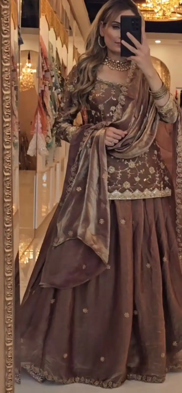 MF 473 Brown in Color Fandy Silk Designer Work Lehenga Choli . Affordable Price ₹2399. Delivery 4-6 Working Days. Shop now. | Lehenga, Bollywood Lehenga, Creative Lehenga, Designer Lehenga, Embroidered Lehenga, Party Wear Lehenga