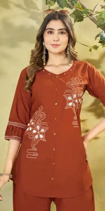 DIVA 162 Rust Color Cotton Kurti with Printed Designer Work. Exclusive Offer ₹1749. Delivery 4-6 Working Days. Online Shop now. | Kurti, Bollywood Kurti, Creative Kurtis, Designer Kurti, Party Wear Kurti, Selfie Kurti