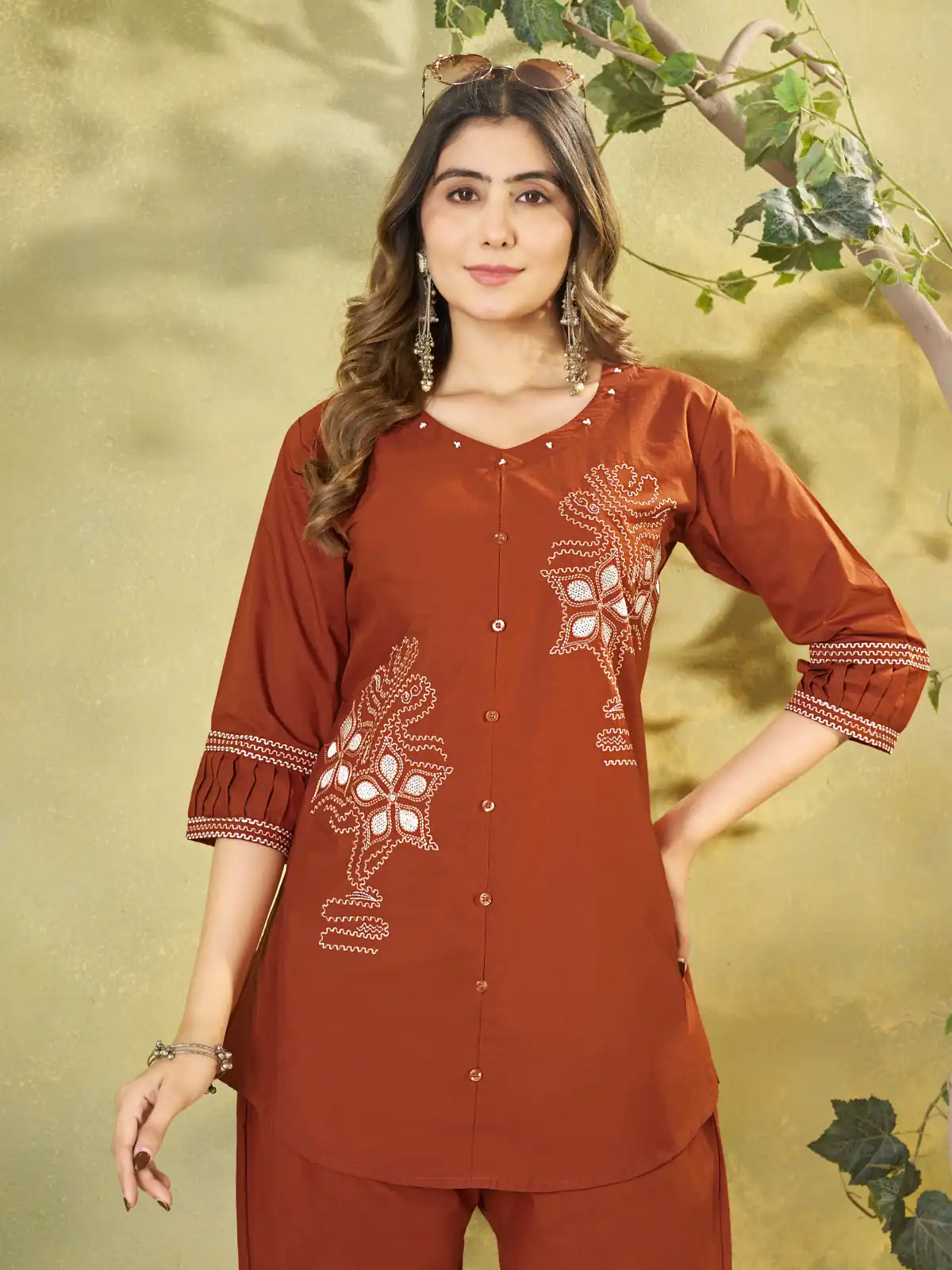DIVA 162 Rust Color Cotton Kurti with Printed Designer Work. Exclusive Offer ₹1749. Delivery 4-6 Working Days. Online Shop now. | Kurti, Bollywood Kurti, Creative Kurtis, Designer Kurti, Party Wear Kurti, Selfie Kurti