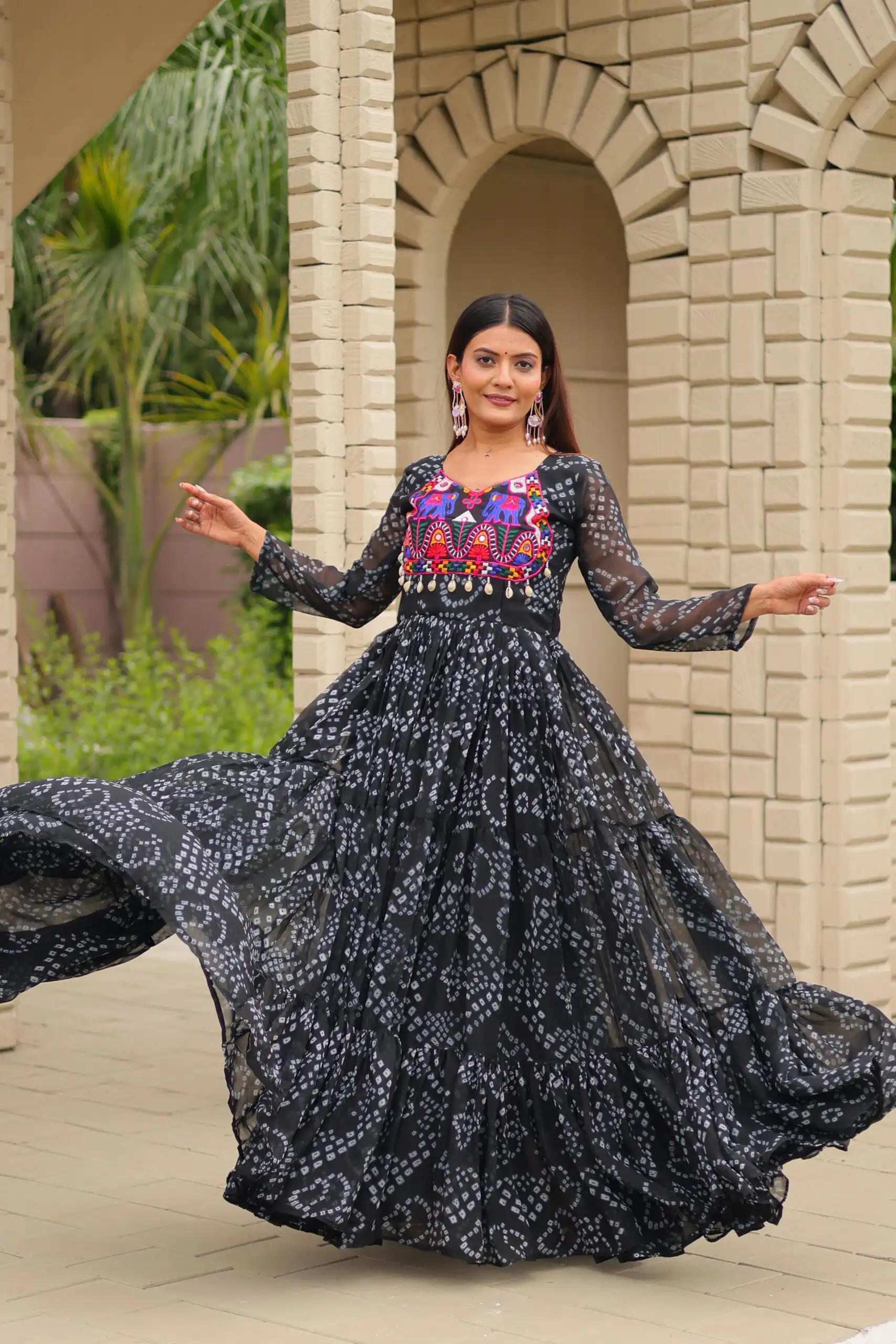 Ram 122 Black in Faux Georgette. Embroidery Work & Mirror Work Gown Festive Deal ₹1949. Delivery 4-6 Working Days. Shop now. | Gowns, Bollywood Gowns, Creative Gowns, Designer Gowns, Embroidered Gowns, Party Wear Gowns