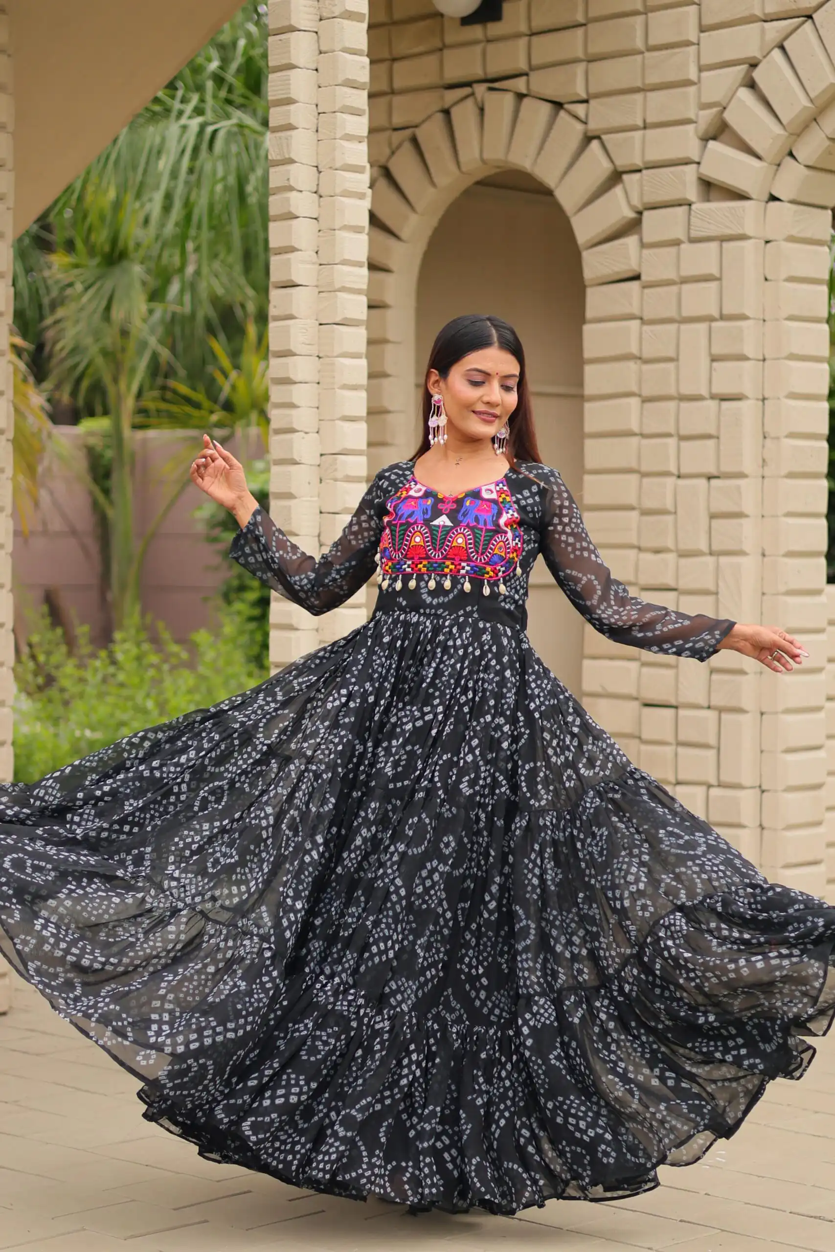 Ram 122 Black in Faux Georgette. Embroidery Work & Mirror Work Gown Festive Deal ₹1949. Delivery 4-6 Working Days. Shop now. | Gowns, Bollywood Gowns, Creative Gowns, Designer Gowns, Embroidered Gowns, Party Wear Gowns