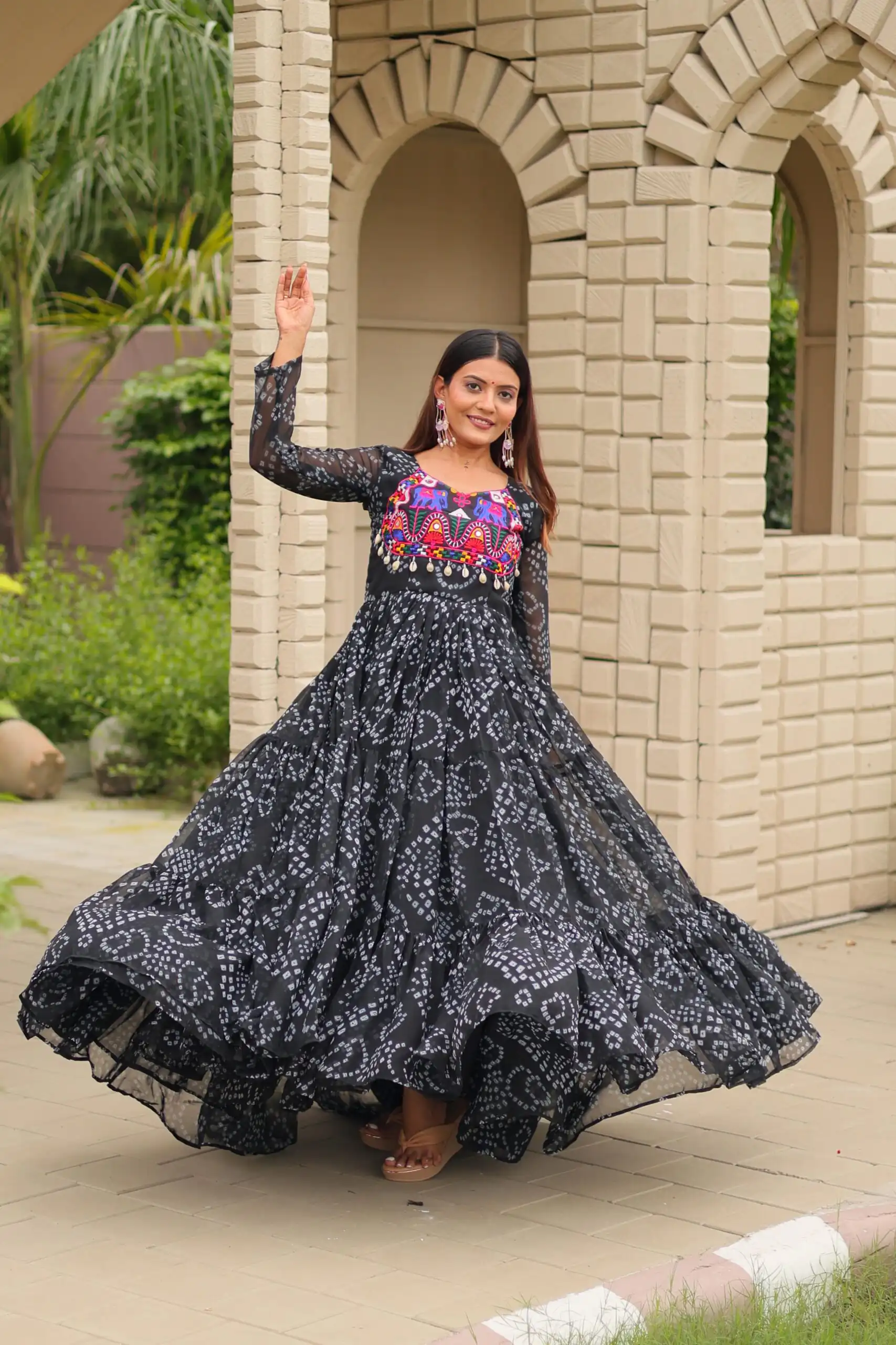 Ram 122 Black in Faux Georgette. Embroidery Work & Mirror Work Gown Festive Deal ₹1949. Delivery 4-6 Working Days. Shop now. | Gowns, Bollywood Gowns, Creative Gowns, Designer Gowns, Embroidered Gowns, Party Wear Gowns