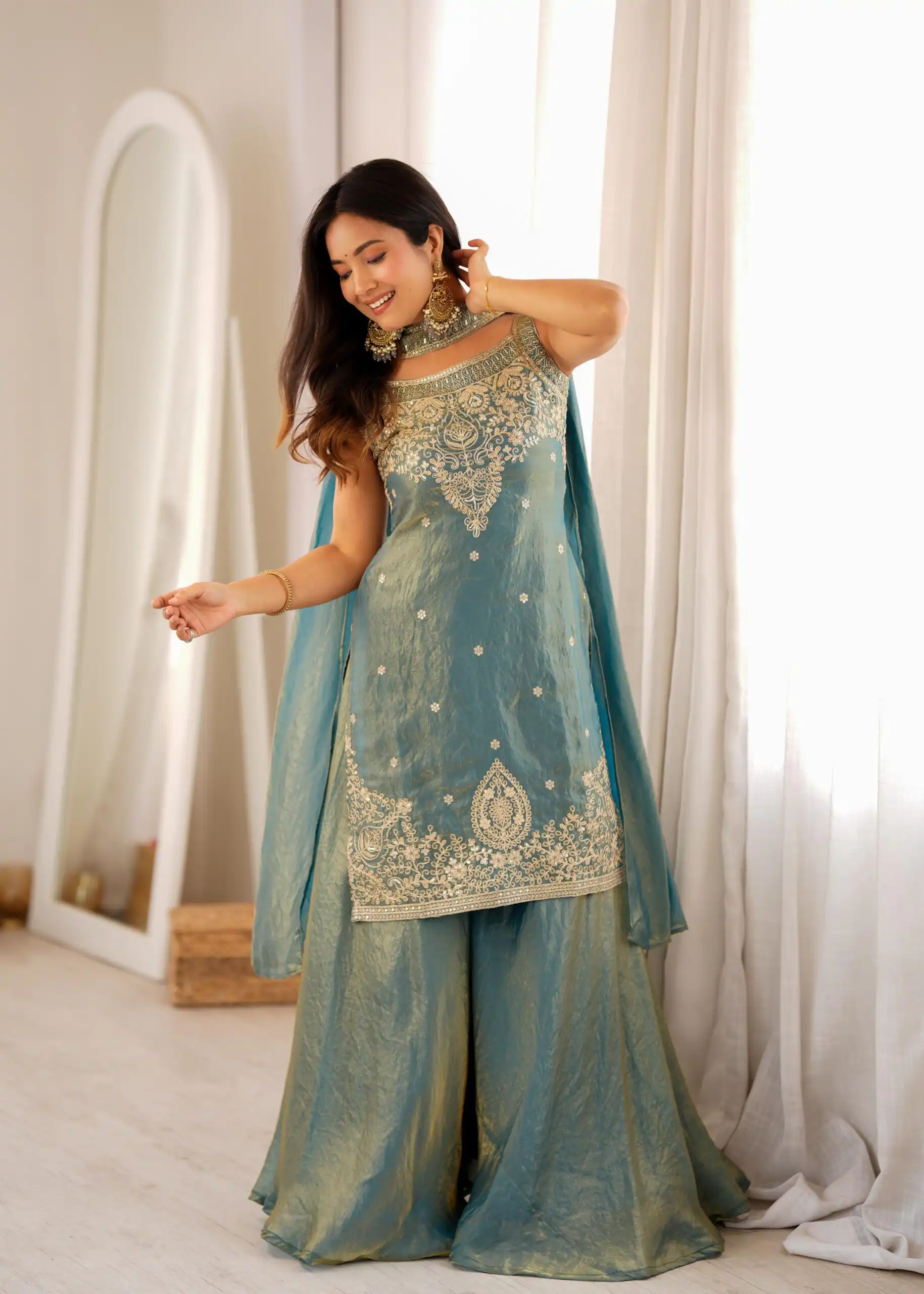 KB 306 Blue Fendy Silk Salwar Suit with Mirror Work & Embroidery Work. Best Price ₹1999. Delivery 4-6 Working Days. Shop now. | Jump Suits, Salwar suit, Designer Suits, Casual Suits, Creative suits, Palazzo Suits, Party Wear Suits, Patiala Suits, Straight Suits