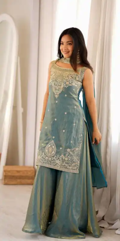 KB 306 Blue Fendy Silk Salwar Suit with Mirror Work & Embroidery Work. Best Price ₹1999. Delivery 4-6 Working Days. Shop now. | Jump Suits, Salwar suit, Designer Suits, Casual Suits, Creative suits, Palazzo Suits, Party Wear Suits, Patiala Suits, Straight Suits