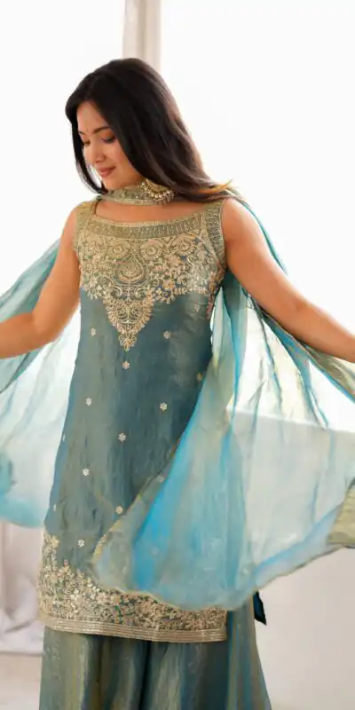 KB 306 Blue Fendy Silk Salwar Suit with Mirror Work & Embroidery Work. Best Price ₹1999. Delivery 4-6 Working Days. Shop now. | Jump Suits, Salwar suit, Designer Suits, Casual Suits, Creative suits, Palazzo Suits, Party Wear Suits, Patiala Suits, Straight Suits
