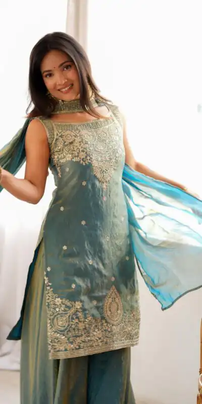KB 306 Blue Fendy Silk Salwar Suit with Mirror Work & Embroidery Work. Best Price ₹1999. Delivery 4-6 Working Days. Shop now. | Jump Suits, Salwar suit, Designer Suits, Casual Suits, Creative suits, Palazzo Suits, Party Wear Suits, Patiala Suits, Straight Suits
