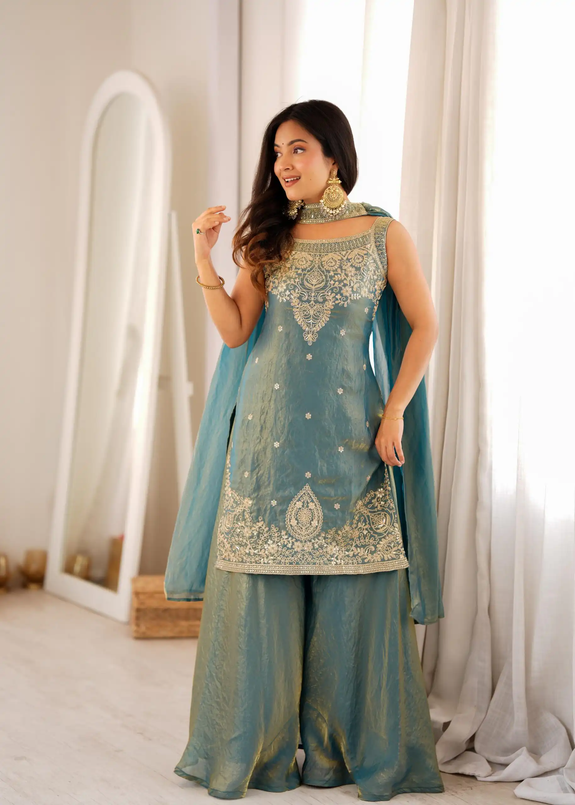KB 306 Blue Fendy Silk Salwar Suit with Mirror Work & Embroidery Work. Best Price ₹1999. Delivery 4-6 Working Days. Shop now. | Jump Suits, Salwar suit, Designer Suits, Casual Suits, Creative suits, Palazzo Suits, Party Wear Suits, Patiala Suits, Straight Suits