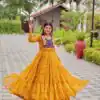 Ram 122 Mustard in Foux Georgette. Embroidery Work & Mirror Work Gown Festive Deal ₹1949. Delivery 4-6 Working Days. Shop now. | Gowns, Bollywood Gowns, Creative Gowns, Designer Gowns, Embroidered Gowns, Party Wear Gowns