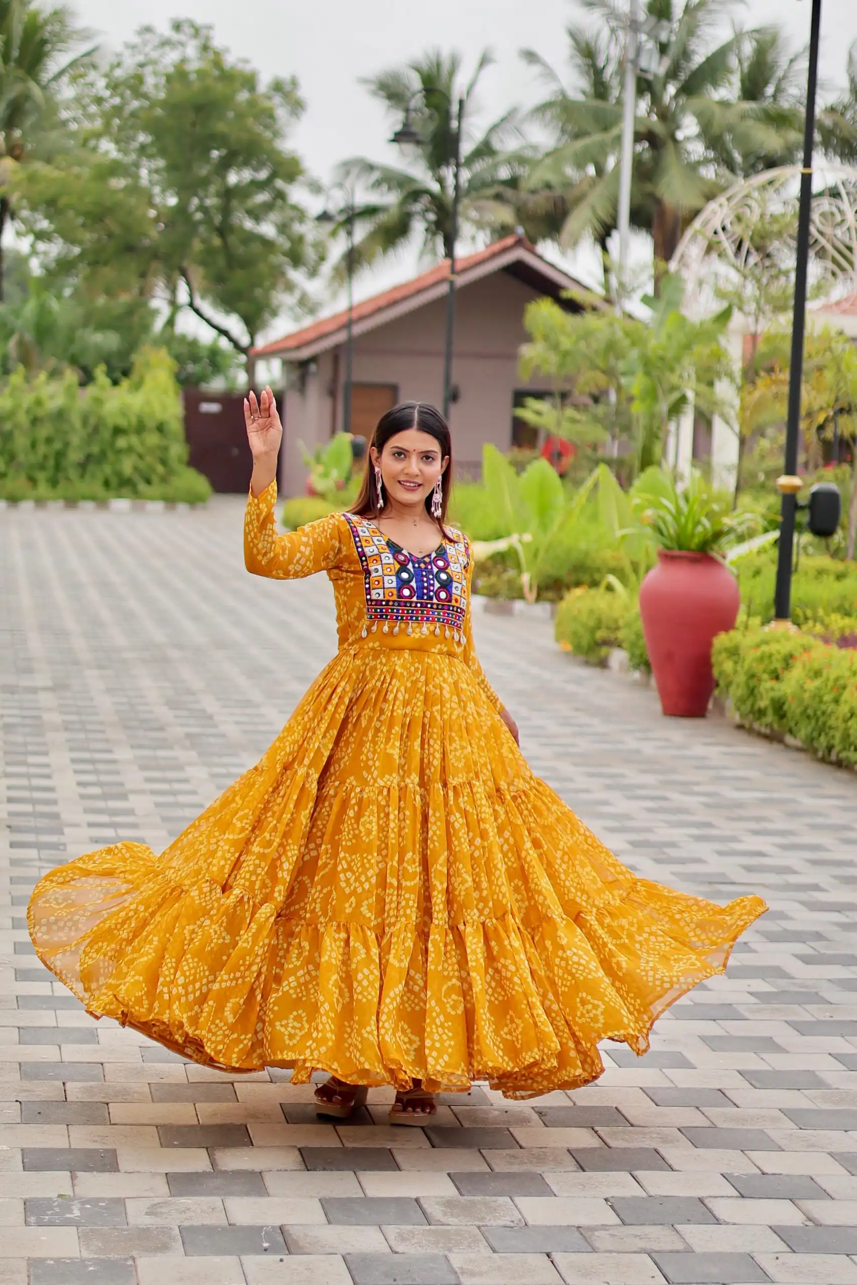 Ram 122 Mustard in Foux Georgette. Embroidery Work & Mirror Work Gown Festive Deal ₹1949. Delivery 4-6 Working Days. Shop now. | Gowns, Bollywood Gowns, Creative Gowns, Designer Gowns, Embroidered Gowns, Party Wear Gowns
