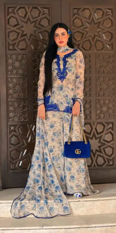 SRK 5352 Cream Faux Georgette Salwar Suit with Designer Work. Affordable Price ₹2049. Delivery 4-6 Working Days. Shop now. | Jump Suits, Salwar suit, Designer Suits, Casual Suits, Creative suits, Palazzo Suits, Party Wear Suits, Patiala Suits, Straight Suits