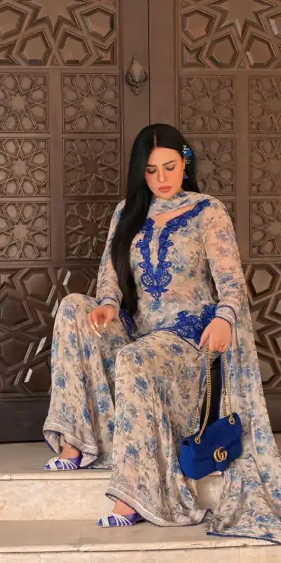 SRK 5352 Cream Faux Georgette Salwar Suit with Designer Work. Affordable Price ₹2049. Delivery 4-6 Working Days. Shop now. | Jump Suits, Salwar suit, Designer Suits, Casual Suits, Creative suits, Palazzo Suits, Party Wear Suits, Patiala Suits, Straight Suits