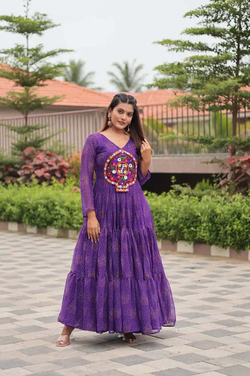 Ram 121 Purple Color Faux Georgette Gown with Mirror Work. Wedding, Party, Festive, Events Get it for ₹1549. Delivery 4-6 Working Days.Online Shop now. | Gowns, Bollywood Gowns, Creative Gowns, Designer Gowns, Embroidered Gowns, Party Wear Gowns