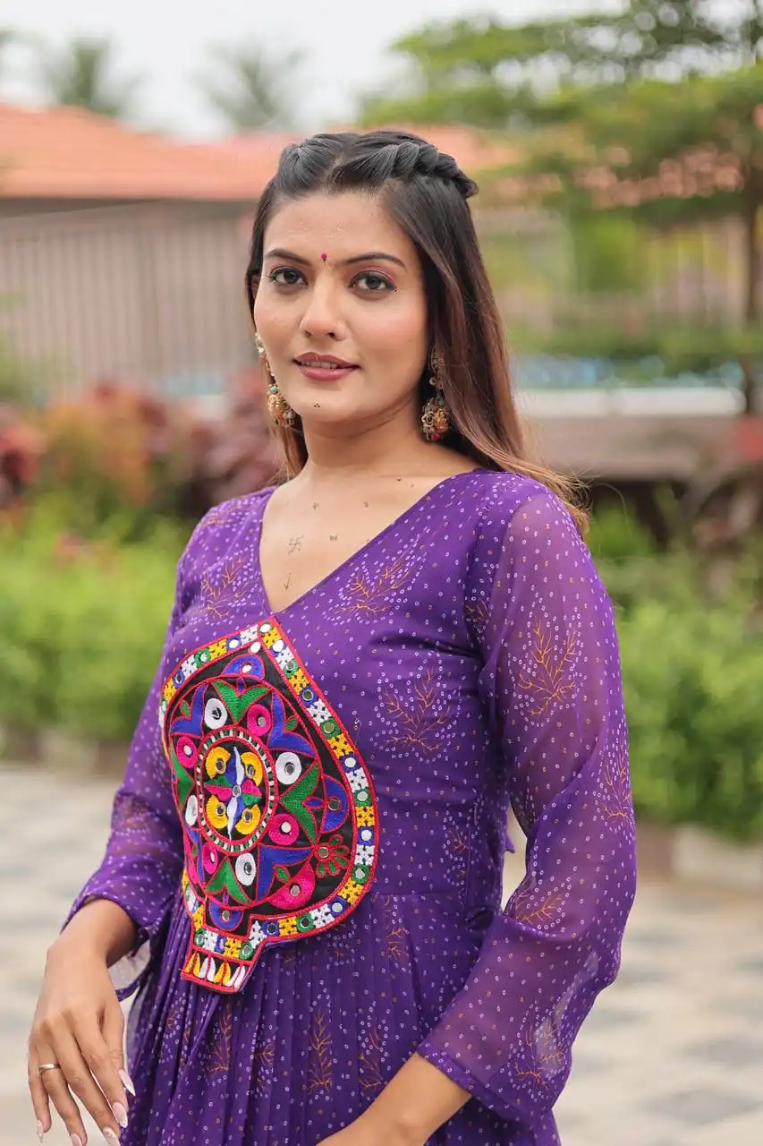 Ram 121 Purple Color Faux Georgette Gown with Mirror Work. Wedding, Party, Festive, Events Get it for ₹1549. Delivery 4-6 Working Days.Online Shop now. | Gowns, Bollywood Gowns, Creative Gowns, Designer Gowns, Embroidered Gowns, Party Wear Gowns