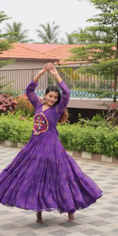 Ram 121 Purple Color Faux Georgette Gown with Mirror Work. Wedding, Party, Festive, Events Get it for ₹1549. Delivery 4-6 Working Days.Online Shop now. | Gowns, Bollywood Gowns, Creative Gowns, Designer Gowns, Embroidered Gowns, Party Wear Gowns