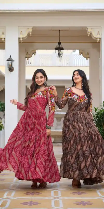Ram 109 Red Color Faux Georgette Gown with Mirror Work. Wedding, Party, Festive, Events Get it for ₹1999. Delivery 4-6 Working Days.Online Shop now. | Gowns, Bollywood Gowns, Creative Gowns, Designer Gowns, Embroidered Gowns, Party Wear Gowns