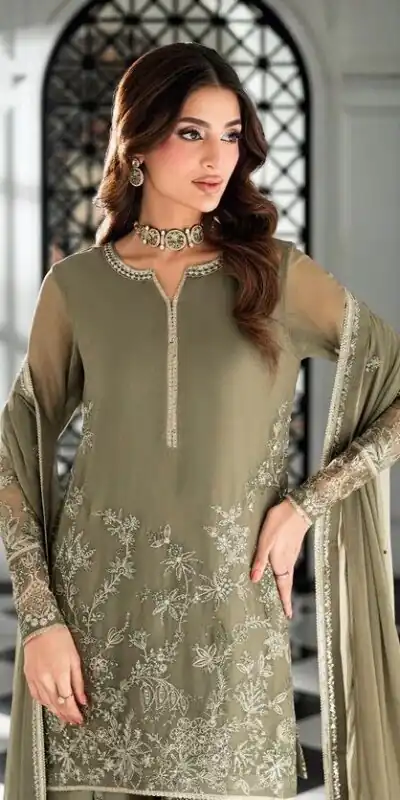RTC 6037 Sage Green Faux Georgette Salwar Suit with Designer Work. Affordable Price ₹2149. Delivery 4-6 Working Days. Shop now. | Jump Suits, Salwar suit, Designer Suits, Casual Suits, Creative suits, Palazzo Suits, Party Wear Suits, Patiala Suits, Straight Suits