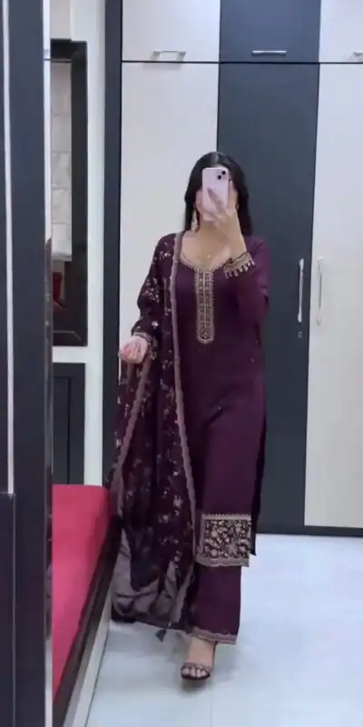 JF 048 Wine Color Georgette Salwar Suit with Designer Work. Affordable Price ₹2149. Delivery 4-6 Working Days. Online Shop now. | Jump Suits, Salwar suit, Designer Suits, Casual Suits, Creative suits, Palazzo Suits, Party Wear Suits, Patiala Suits, Straight Suits