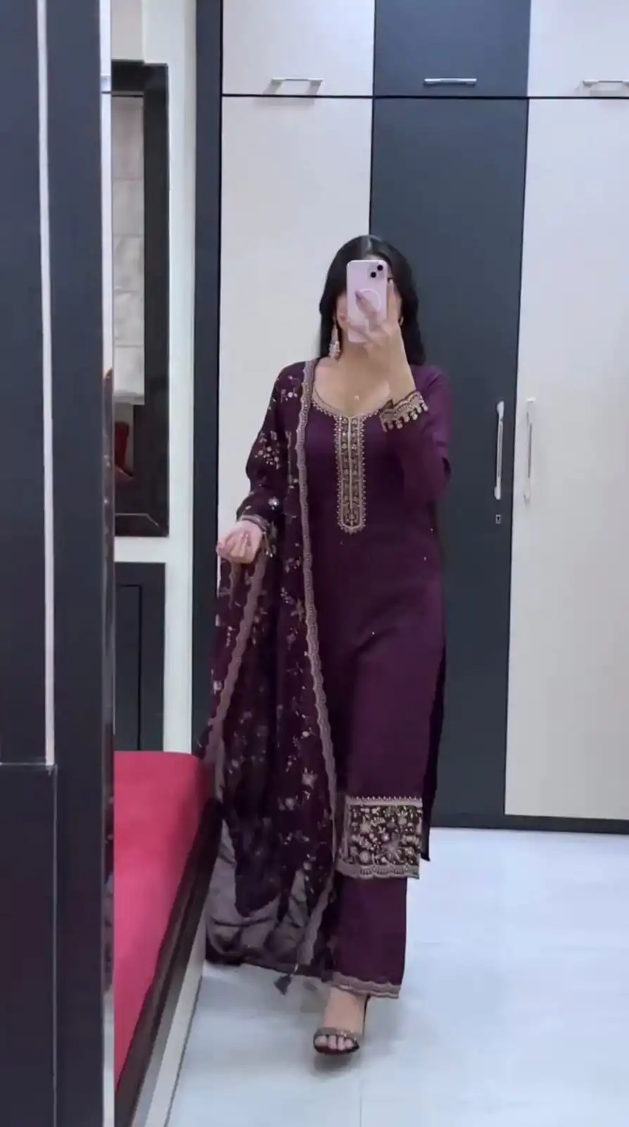 JF 048 Wine Color Georgette Salwar Suit with Designer Work. Affordable Price ₹2149. Delivery 4-6 Working Days. Online Shop now. | Jump Suits, Salwar suit, Designer Suits, Casual Suits, Creative suits, Palazzo Suits, Party Wear Suits, Patiala Suits, Straight Suits
