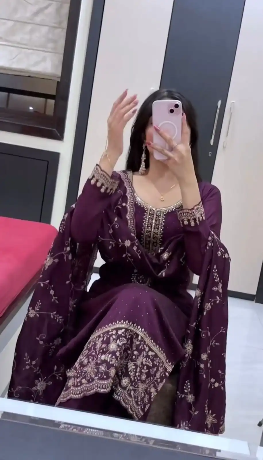 JF 048 Wine Color Georgette Salwar Suit with Designer Work. Affordable Price ₹2149. Delivery 4-6 Working Days. Online Shop now. | Jump Suits, Salwar suit, Designer Suits, Casual Suits, Creative suits, Palazzo Suits, Party Wear Suits, Patiala Suits, Straight Suits