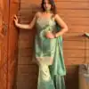 NF 1284 Green Fandy Silk Salwar Suit with Embroidery Work. Wedding, Party, Festive, Events Now at just ₹1999. Delivery 4-6 Working Days. Shop now. | Jump Suits, Salwar suit, Designer Suits, Casual Suits, Creative suits, Palazzo Suits, Party Wear Suits, Patiala Suits, Straight Suits